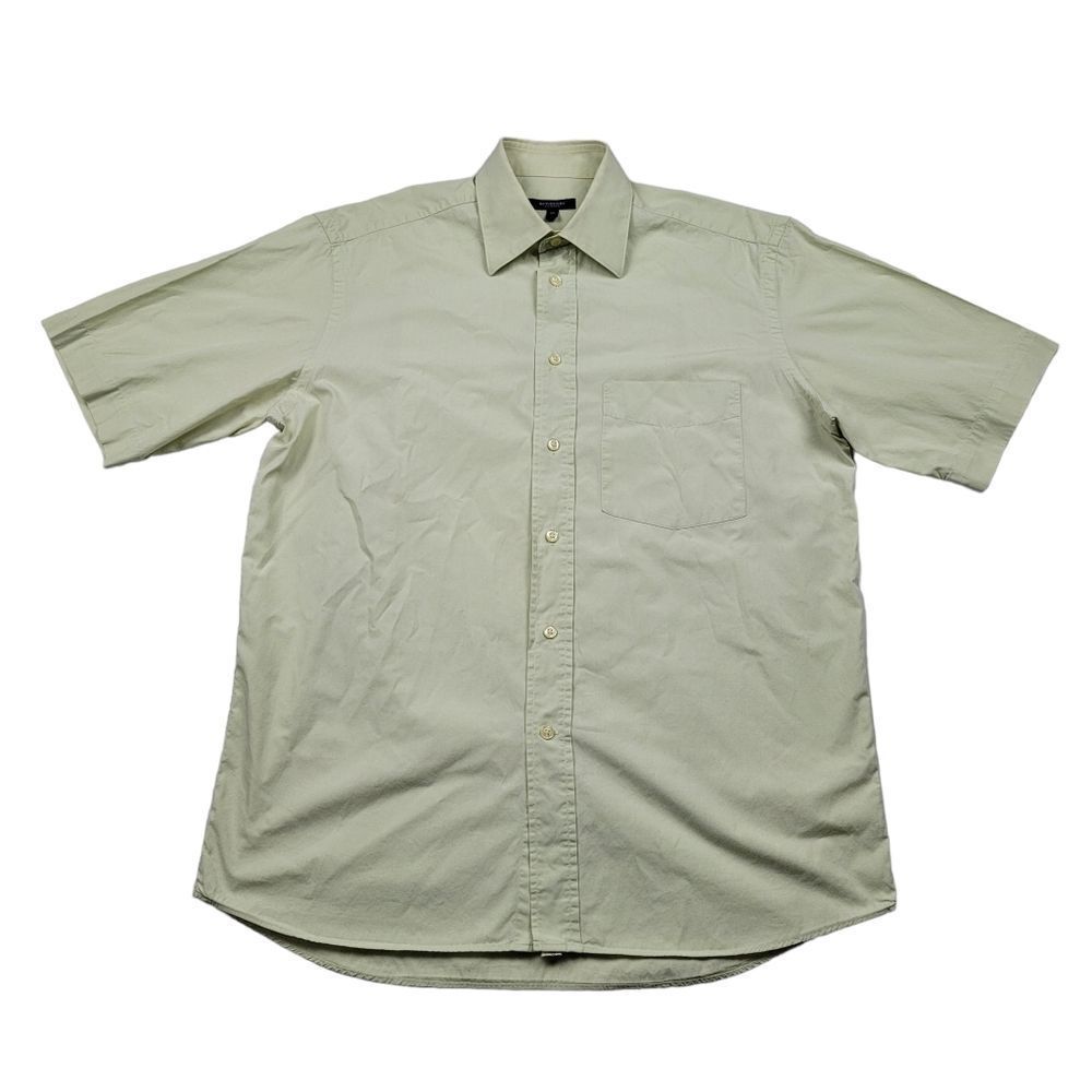Burberry London Light Green Short Sleeve Button Up Casual Shirt Mens Size 40